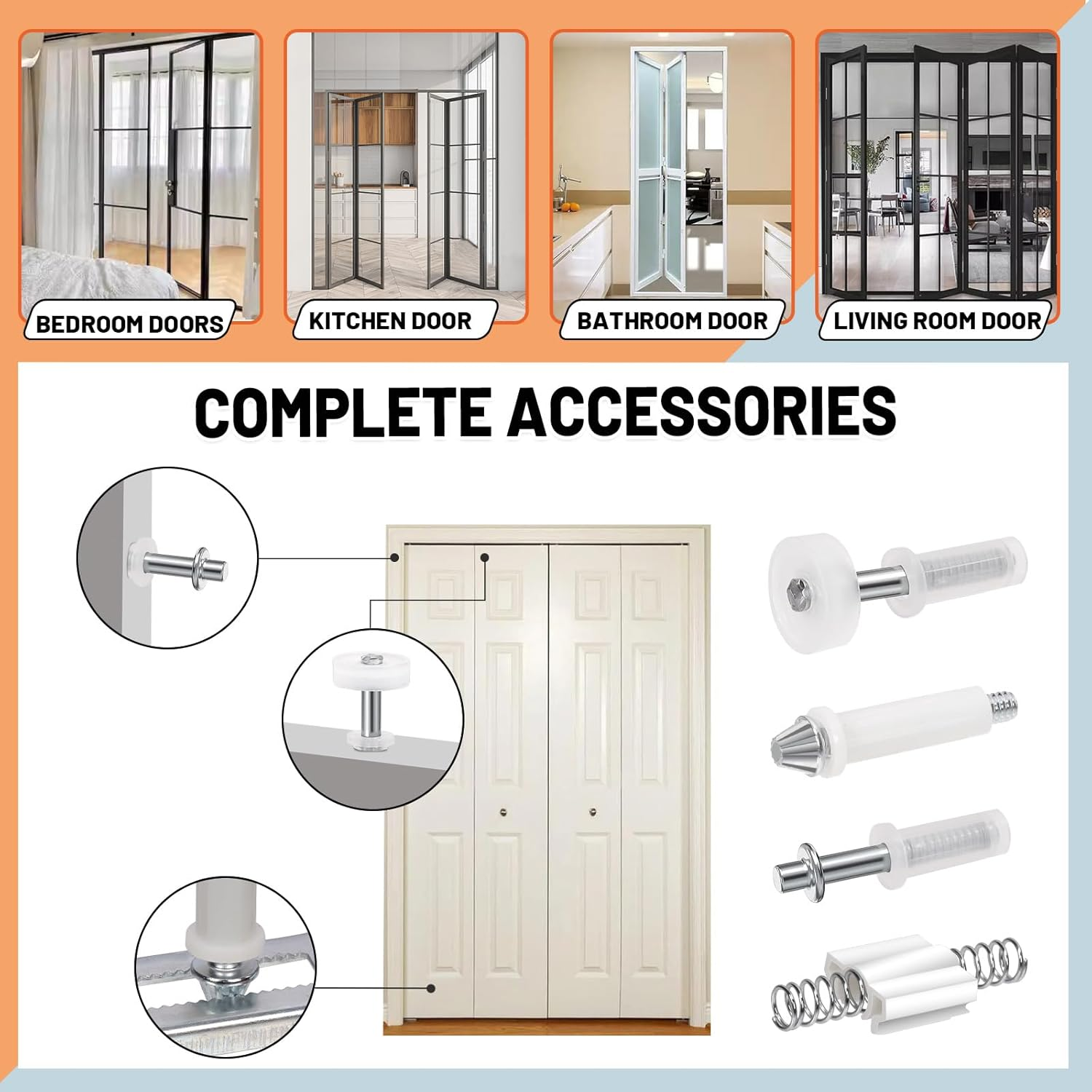 Tanstic 13Pcs Bi-Fold Closet Door Repair Kit, Bi-Fold Closet Door Hardware Kit, Bifold Door Hardware Repair Kit for Repairing Folding Door, Sliding Door, Closet Door image number 2