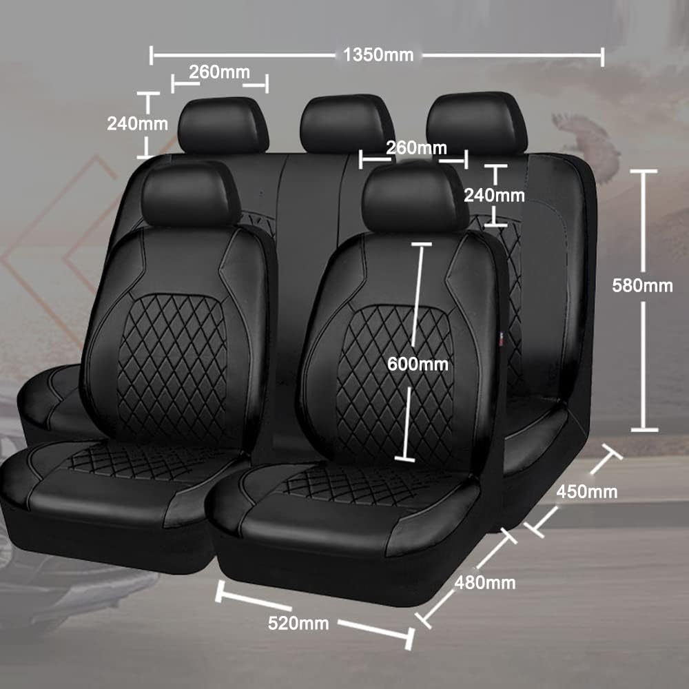 Sazak 9 Pieces Car Seat Cover PU Leather Universal Seat Protector Full Set Automobile Interior Accessories for Car SUV Vehicle image number 4