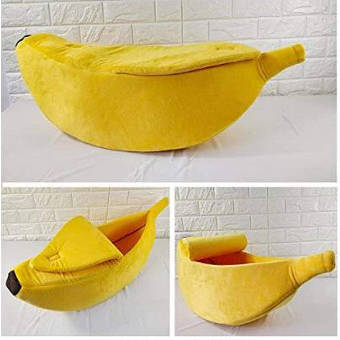QKWSUGER Cute Banana Cat Bed House Large Size, Pet Bed Cave Soft Cat Cuddle Bed, Lovely Pet Supplies for Cats Kittens Bed, Yellow (Yellow M) image number 4