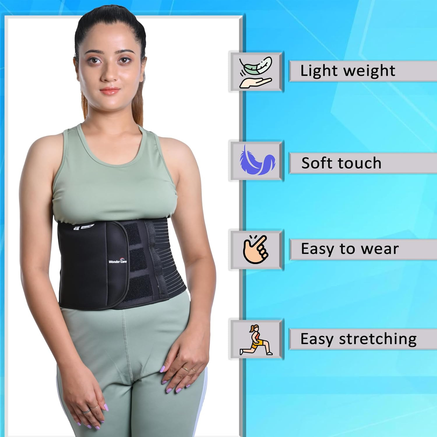 Wonder Care Abdominal Binder Lower Waist Support Belt after C-Section Delivery for Women Slim Support Elastic Maternity Tummy Waist Belly Trimmer Fat Burner Post-Natal Operative Belt image number 3