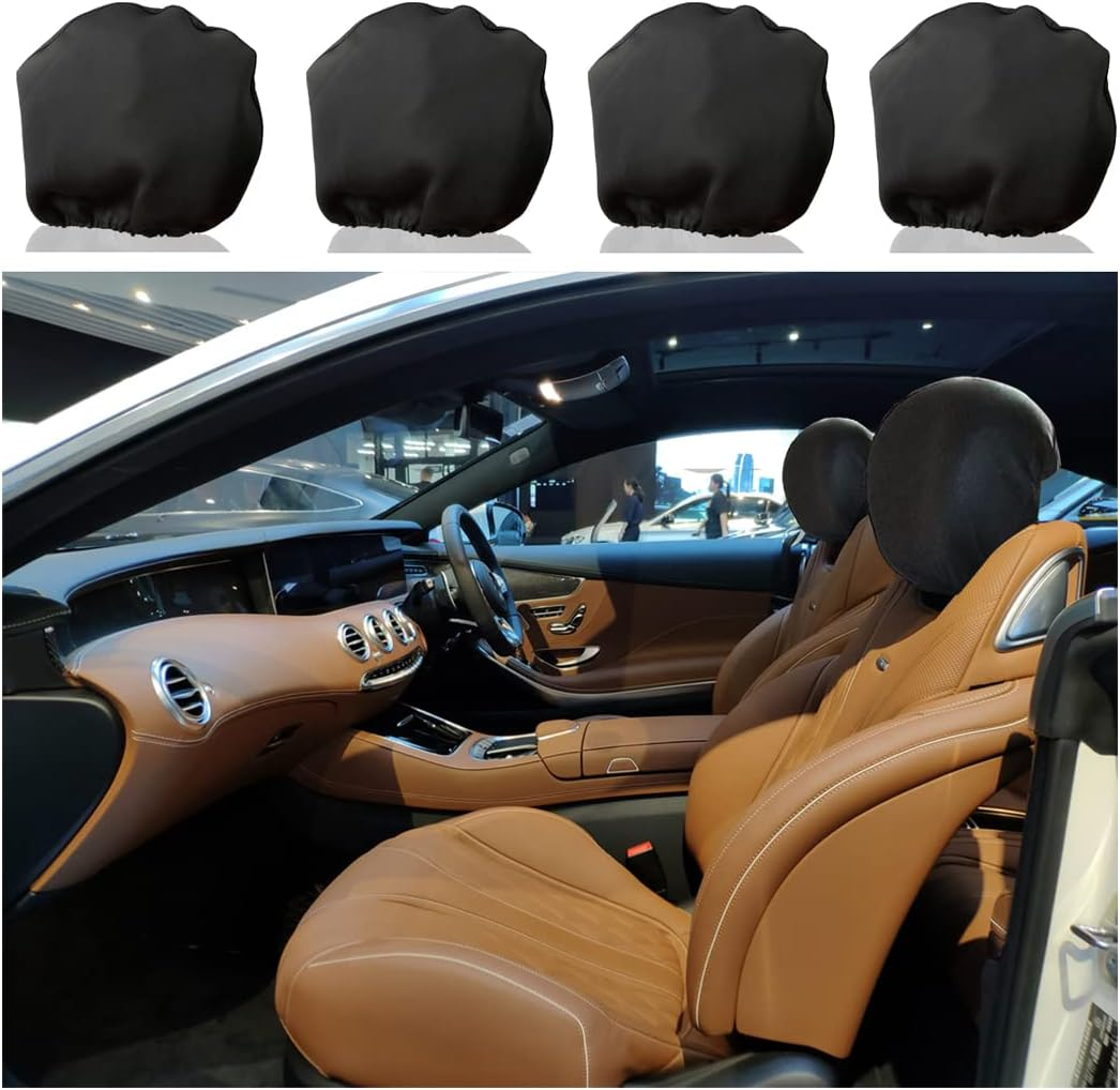 4PCS Car Headrest Covers, Soft Breathable Car Seat Head Rest Protector, Automotive Accessories for Van, SUV, Truck, All Car Models image number 2