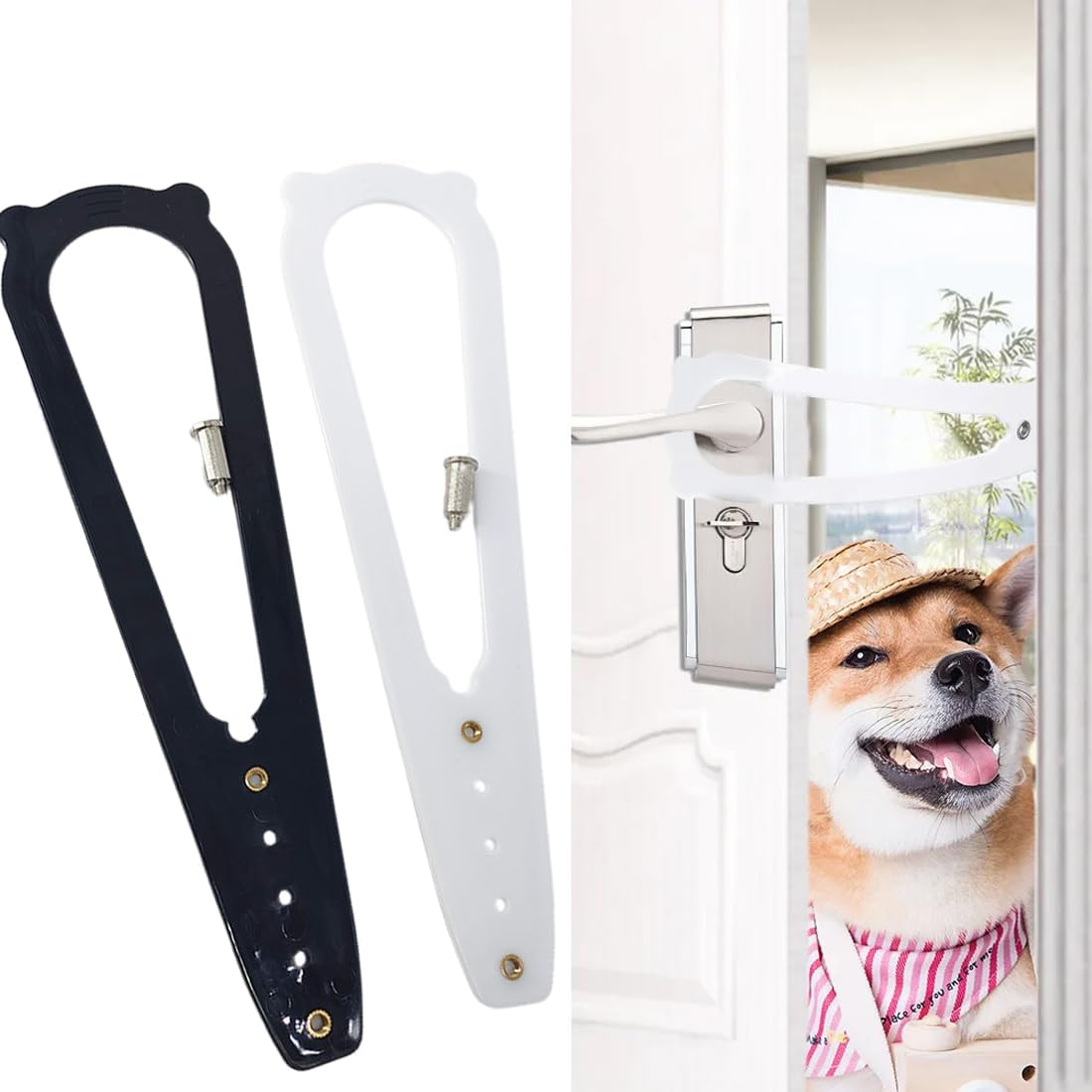 Pack of 2 Adjustable Door Straps, Door Latch Cat, Keep the Dog Away from the Litter Box and Prevent the Door from Closing, Cat Door Latch, Adjustable Cat Door Alternative image number 2