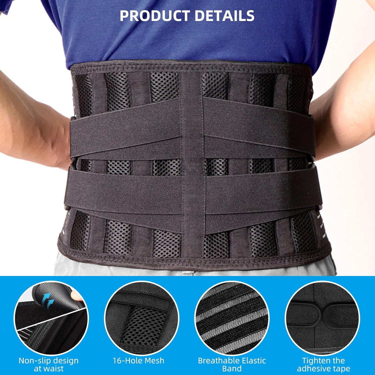 Back Brace for Lower Back Pain Relief with 3D Lumbar Pad, Back Support Belt with Alternative Strips for Men/Women, Soft Breathable Mesh Fabric Lumbar Support for Herniated Disc, Sciatica (XXL) image number 1