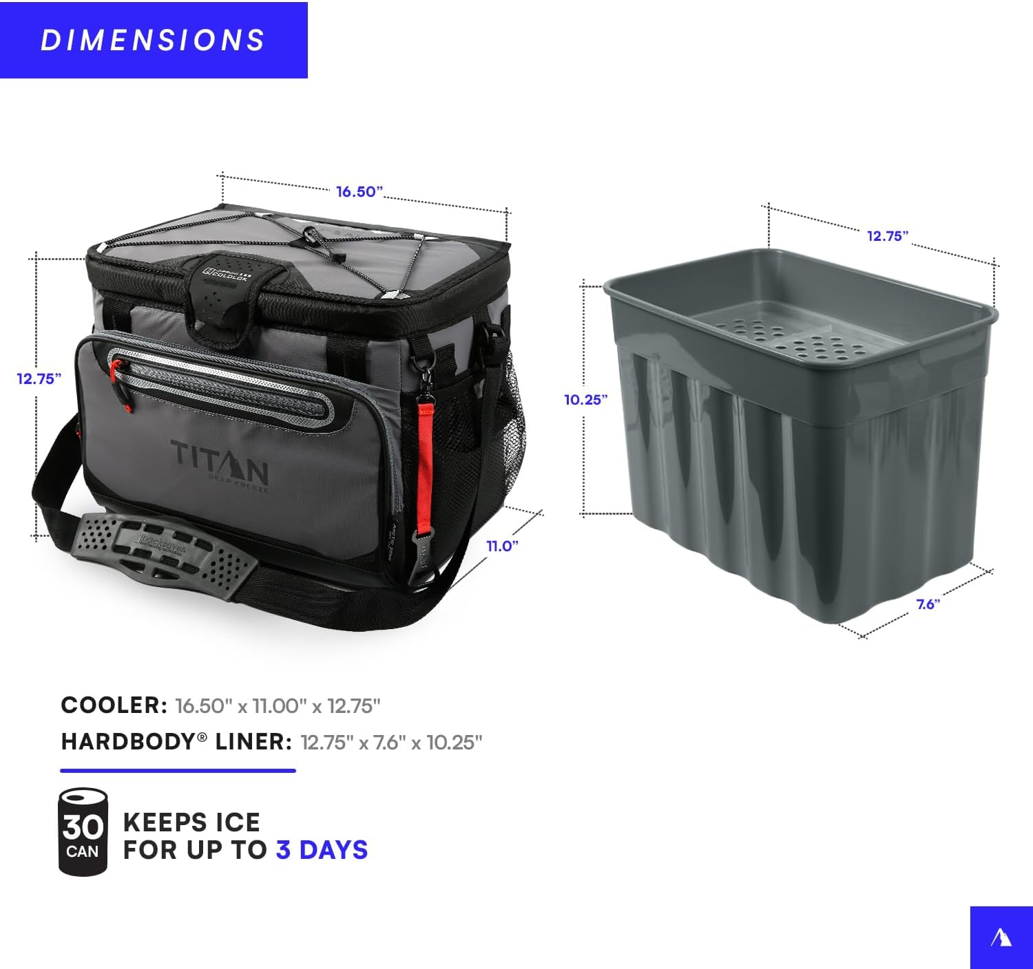 Arctic Zone Titan Deep Freeze Cooler - Zipperless Hardbody Cooler with Deep Freeze Insulation, Hardbody Liner, and Smartshelf image number 5
