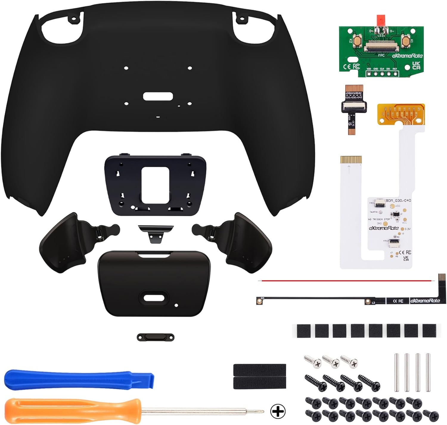 Extremerate Black Back Paddles Programable Rise V3 Remap Kit for PS5 Controller BDM-030 040 050, Upgrade Board Redesigned Bottom Shell Back Buttons Attachment for PS5 Controller - NO Controller - Textured Black image number 2