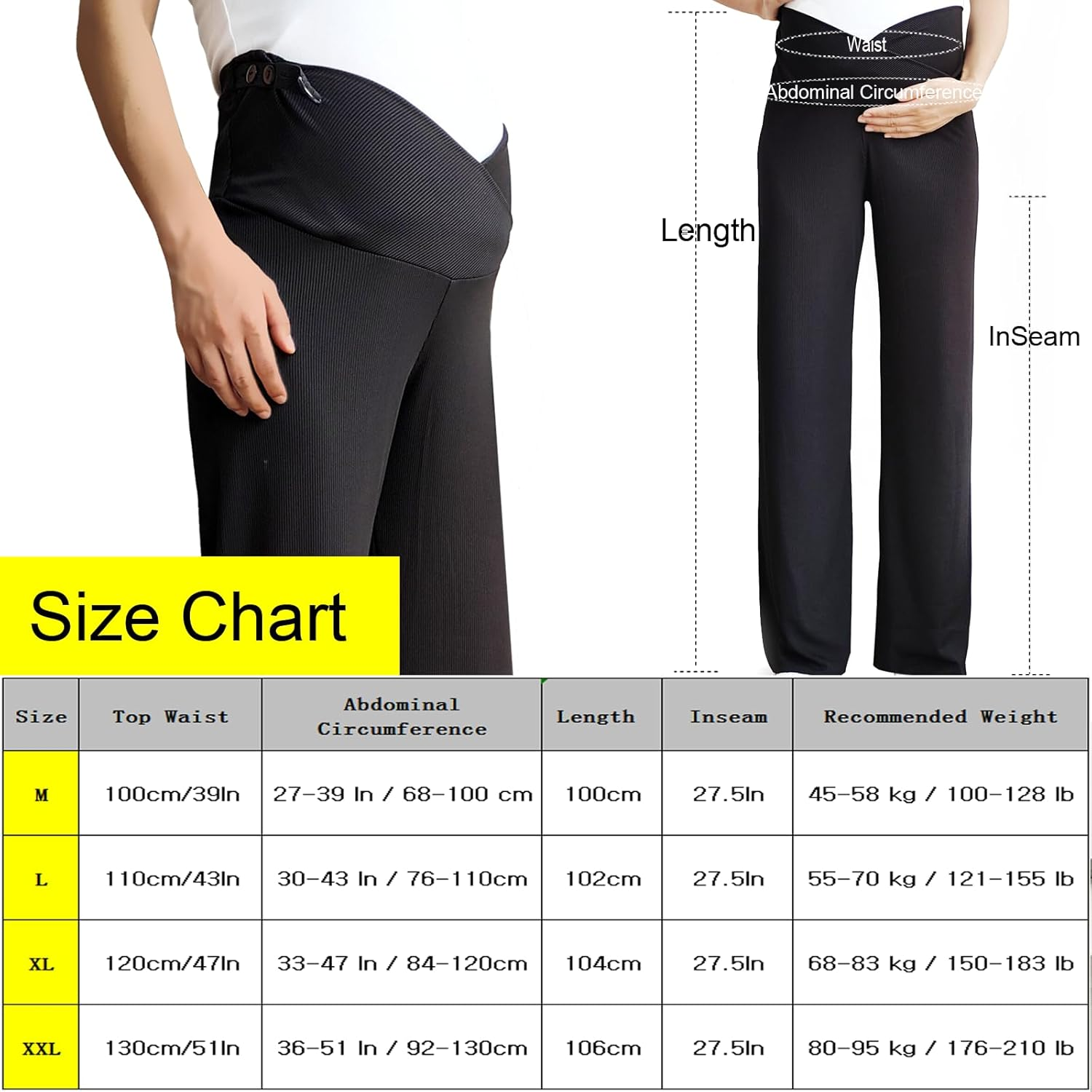 Umstandshose Weitem Bein, Damen Schwangerschaft Sommer L&auml;ssige Lockere Lange Hose, Umstandshose F&uuml;r Arbeits Workout Lounge Hosen Bequem image number 5