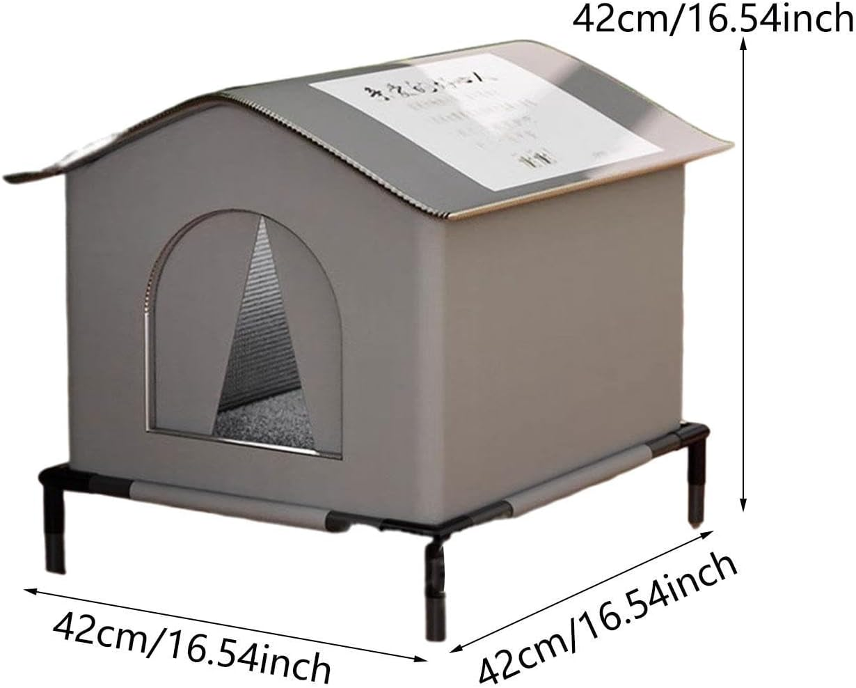 Folpus Outdoor Cat House Kitty Pet House,Pet Supplies,Dog House,Warm and Insulated Cube Cat Shelter Elevated for Porch outside Barn, L image number 6