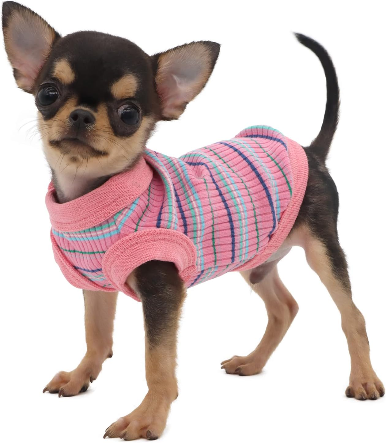 LOPHIPETS 100% Cotton Rib Dog Shirt Vest for Small Dogs Teacup Chihuahua Yorkie Puppy Clothes Tank Tee-Pink/Xs image number 7