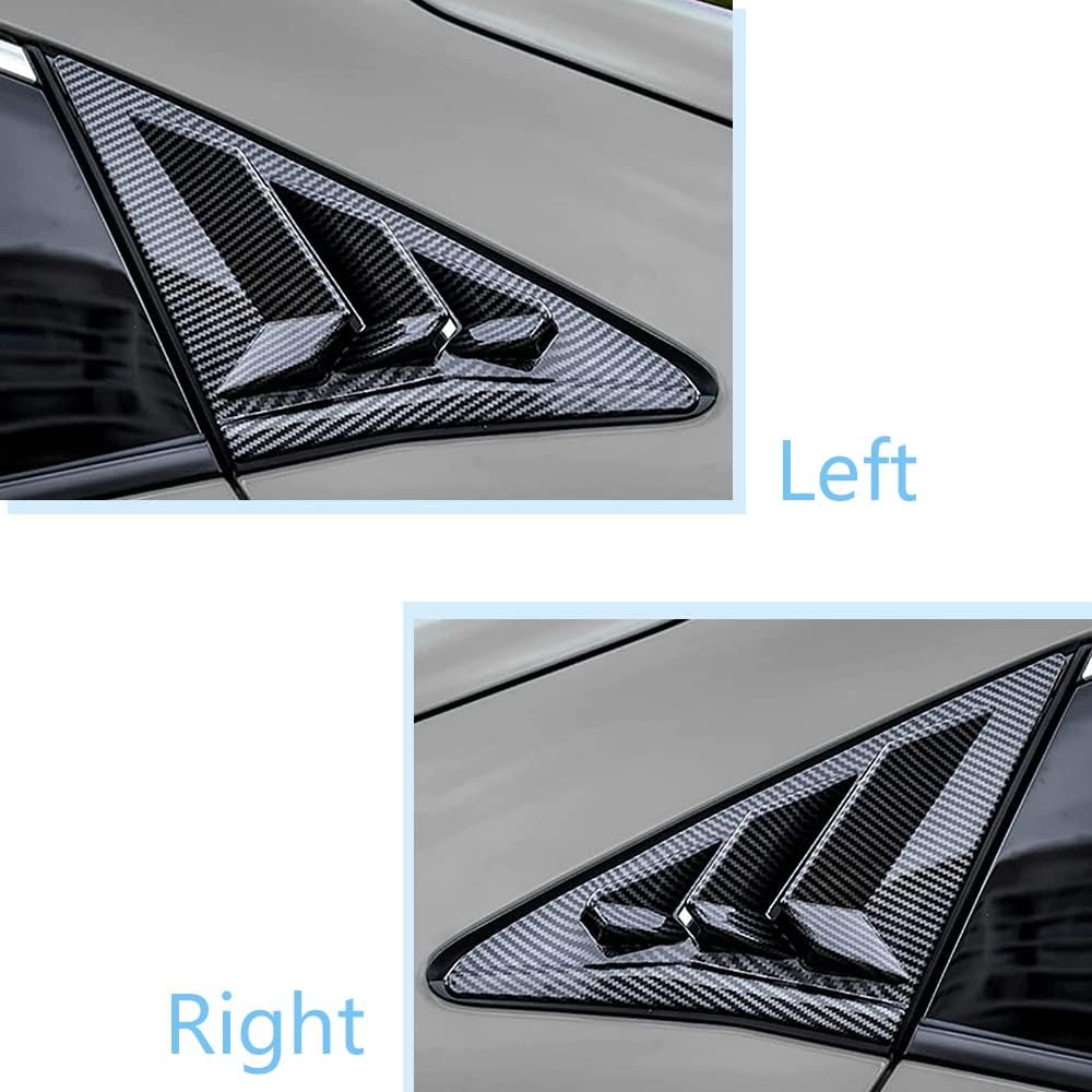 TKREENO for Honda 10Th Gen Civic 2016-2021 Rear Side Window Louver Decorate Cover Rear Air Vent Window Louvers Blinds Covers Auto Accessories (10Th Gen Civic Hatchback, Carbon Fiber Color) image number 4