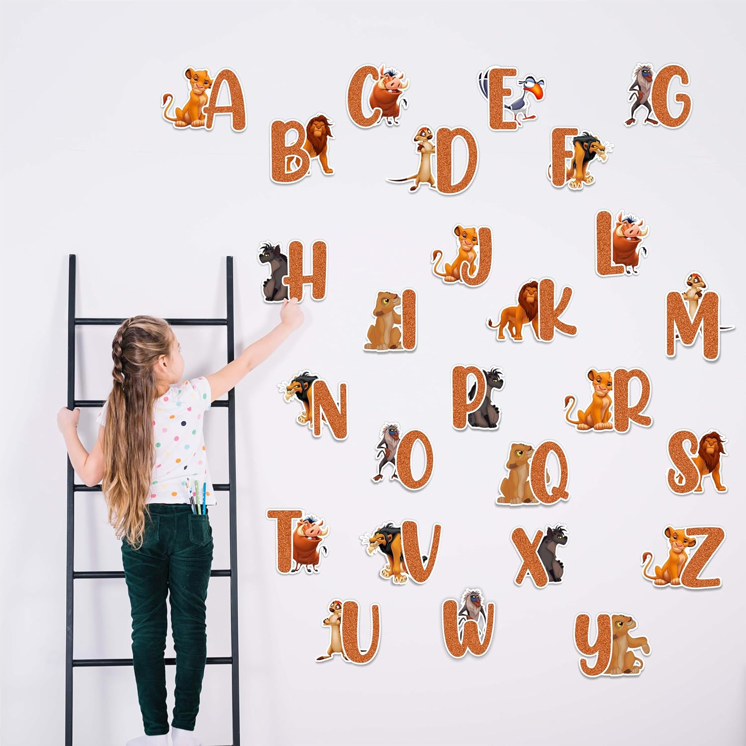 The Lion Kng Alphabet Wall Stickers &ndash; Lion-Inspired Animal Letters for Kids Room, Educational Jungle Theme Nursery Decor, Removable Safari Alphabet Decals for Boys & Girls image number 3