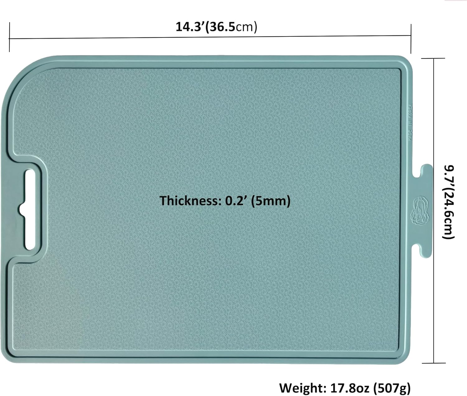Korean Made Thick Silicone Double-Sided Usable Cutting Board 14.3" X 9.7" Foldable Design Drip Groove Grip Handle Dishwasher Safe 1PCS (Mint) - Mint image number 5