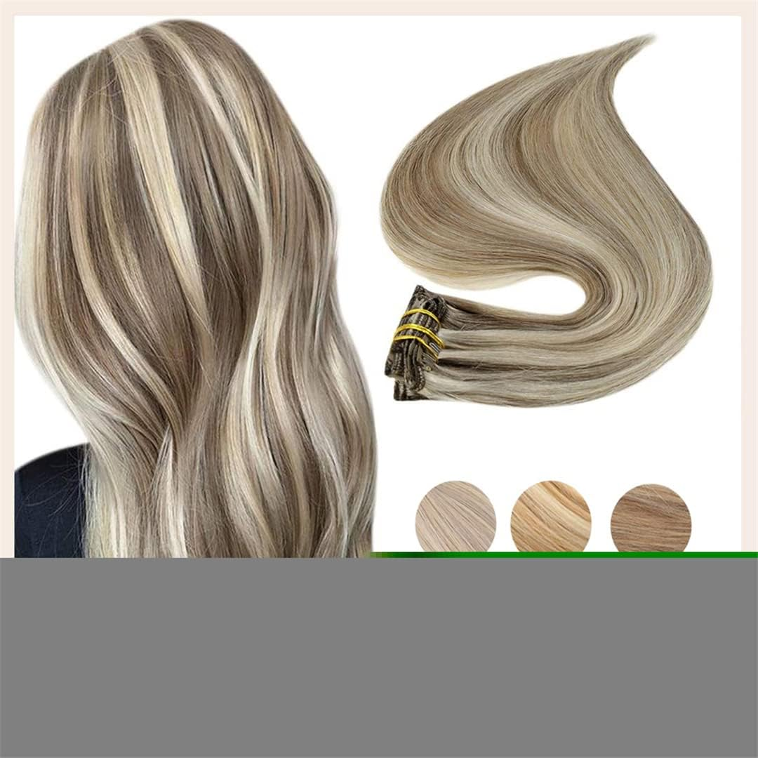 Clip on Human Hair Extensions Piano Hightlight Color Hairpins 7Pcs 100G Double Weft 100% Machine Remy Natural Hair 4 24 4 22Inches 100G