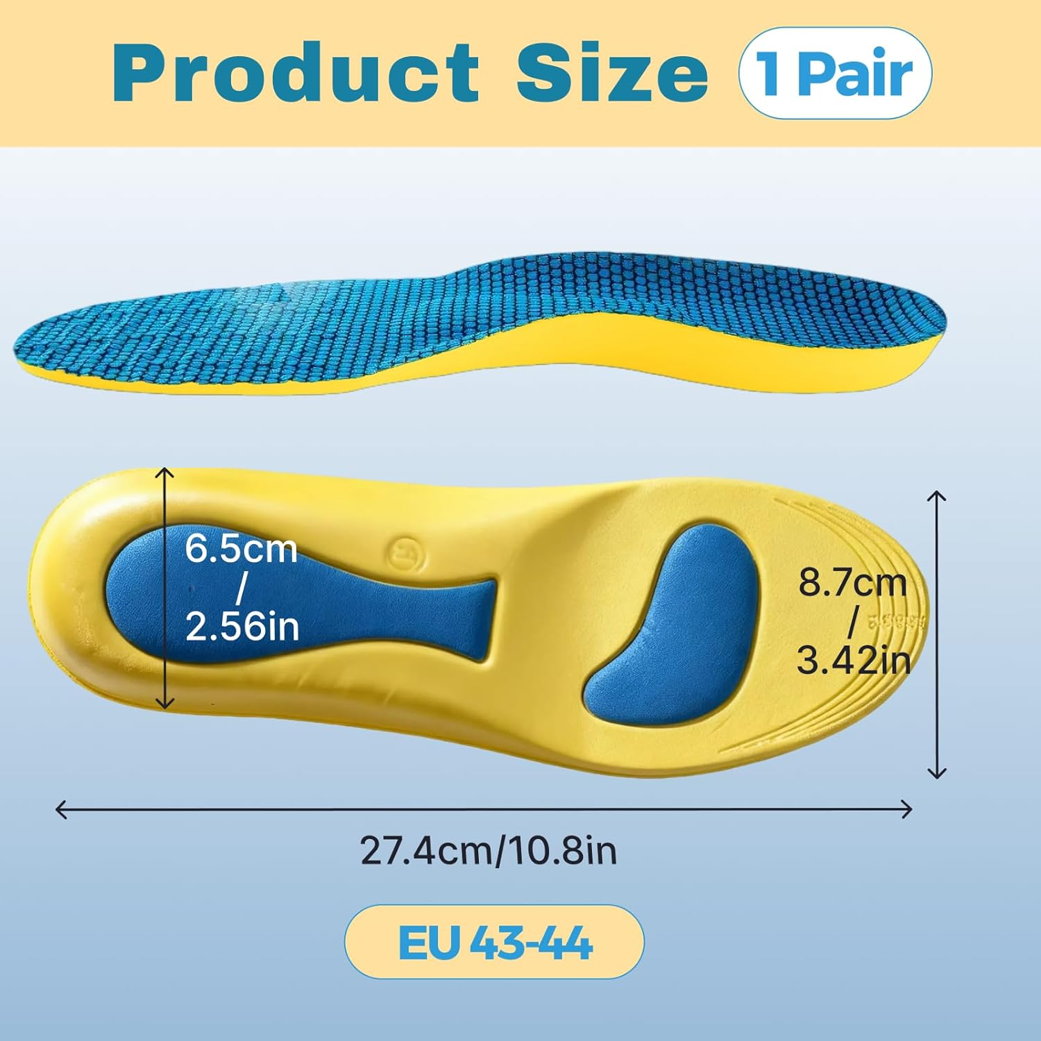 Arch Support Orthotic Insoles for Plantar Fasciitis, Full Length Heel Seats with Biomechanical Reinforcement Technology for Effective Pain Relief in Athletic Footwear, Work Boots, and Casual Shoes image number 4