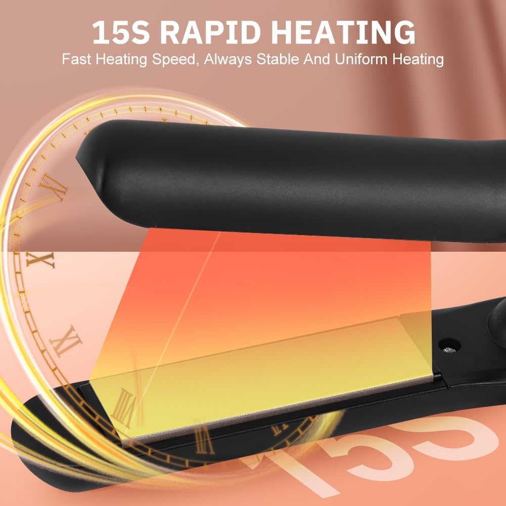 Alaoo Wireless Hair Straightener, 2 in 1 Ceramic Hair Straightener, 4 Temperature, Adjustable Temperature 140 &deg;C - 200 &deg;C, Curler Straightener for Women, Holidays, Travel, Camping Styling, Black - Black image number 6