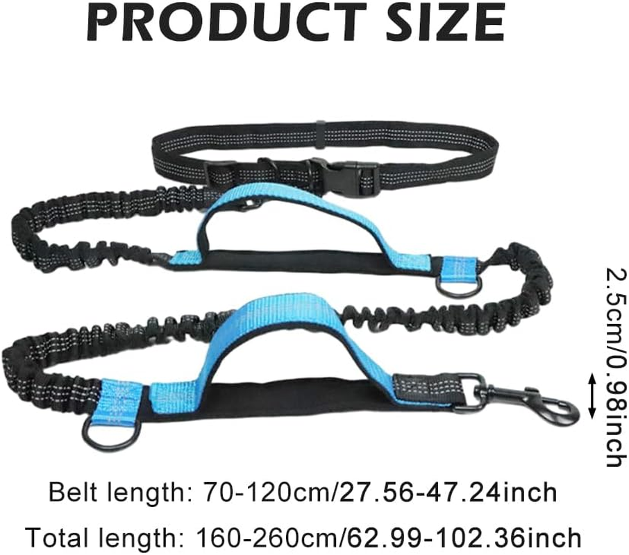 Hands Free Dog Leash, Waist Leash, Adjustable Heavy Duty Leash for Walking, Jogging, Small to Large Dogs, Retractable, Dual Handle and Shock Absorber image number 5