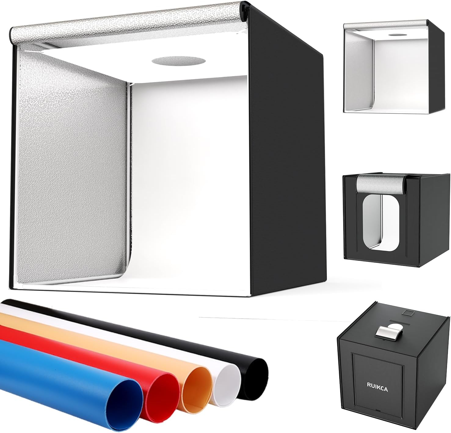 Photo Studio Light Box for Photography: RUIKCA 32"X32"/80X80 Cm Large Lightbox for Product with 3 Stepless Dimming Light Panel 210 LED, Photo Shooting Tent with 5 Color Backdrops