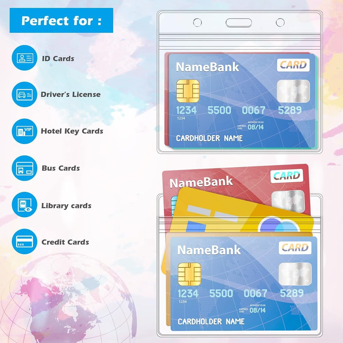 50Pcs Clear Name Tags with Neck Lanyard, Clear Plastic Horizontal Name Tags Badge ID Card Holders and Flat Neck Lanyards, Black Lanyard Kit with Swivel Hook for School, Festival, Event image number 4