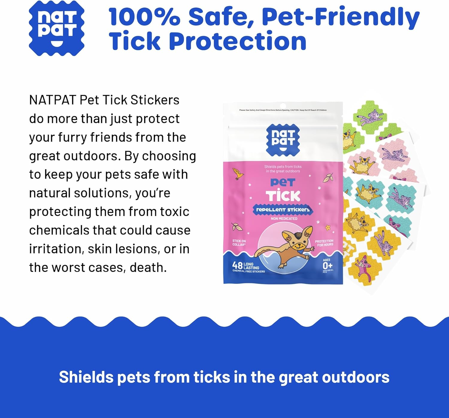 NATPAT Pet Tick Repellent Patches | Proven Natural Tick Protection for Dogs & Cats | Safe for Pets | Non-Toxic, Easy to Apply - 48 Patches - Locket Sold Separately image number 2