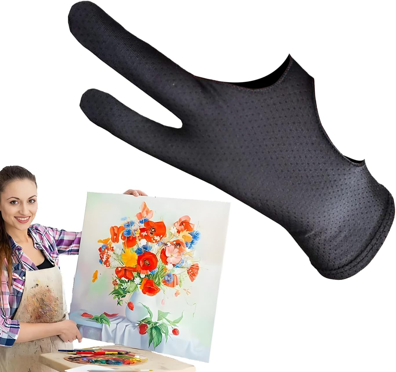 Meindin Digital Drawing Glove,Two-Finger Art Glove for Drawing Tablet - Breathable Accessories Reduces Friction for Crafting Painting Beginners Professionals