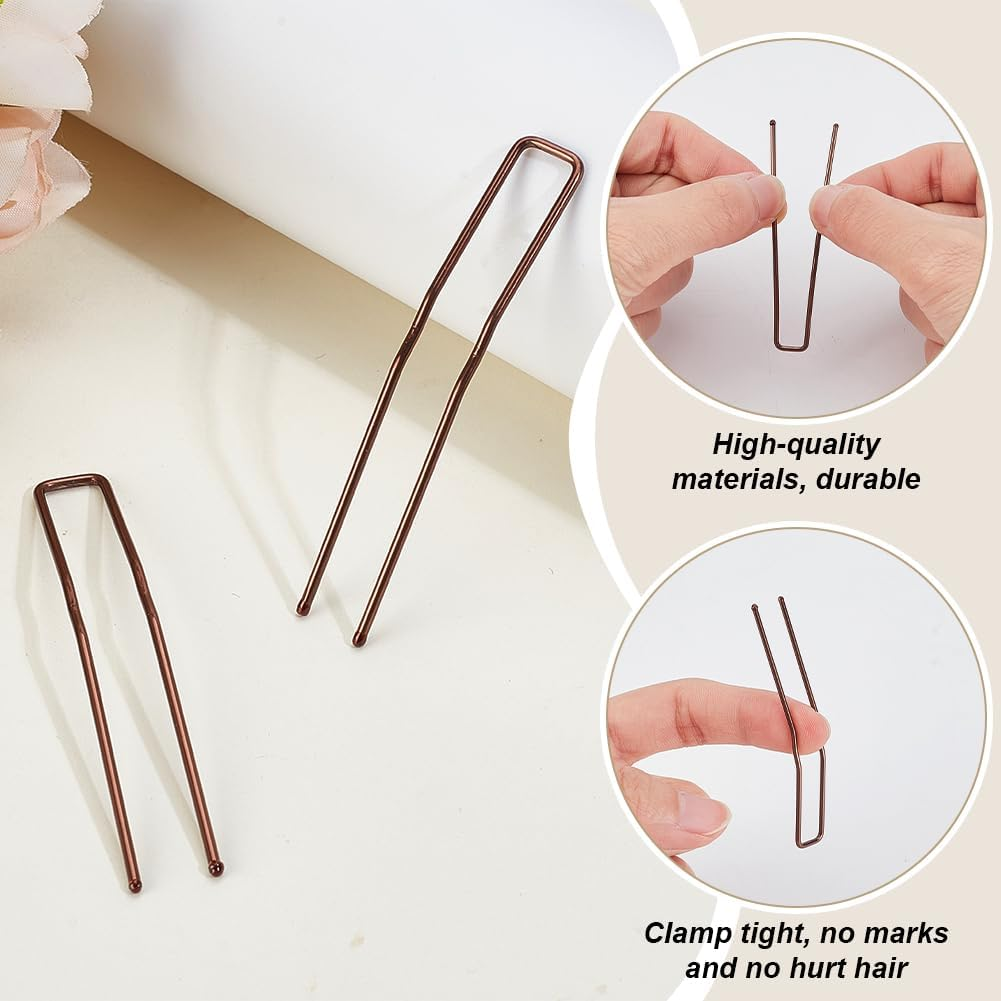 AHANDMAKER 30 Pcs U Shaped Hair Pins, 2.5 Inch Ballet Buns Bobby Pins Hair Clips Brown Metal U Shaped Hairpins for Updo Bun with Storage Box Hairs Accessories for All Women Hair Types