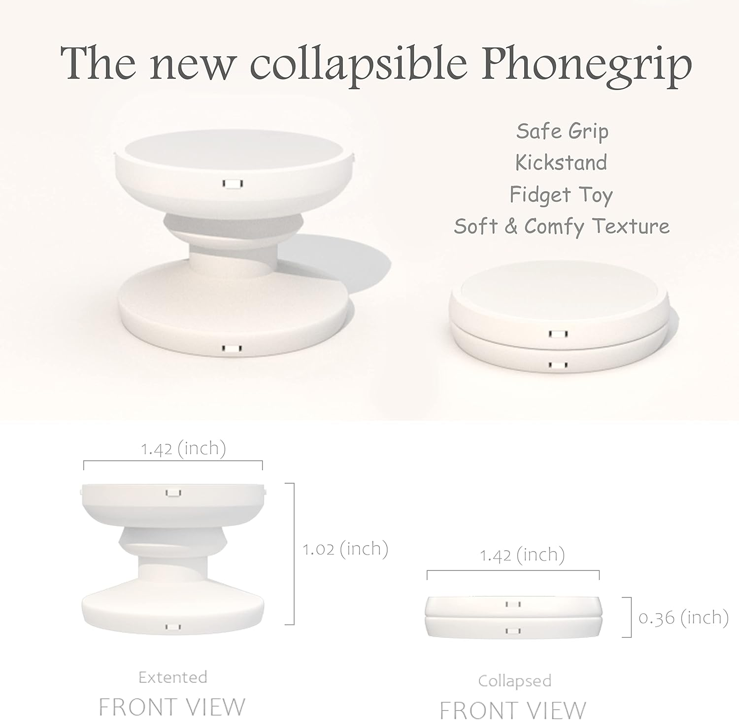 DALSTONE Cute Solid Color Heart Shape Collapsible Expandable Multi Functional Mobile Phone Grip & Kicktand (Black)