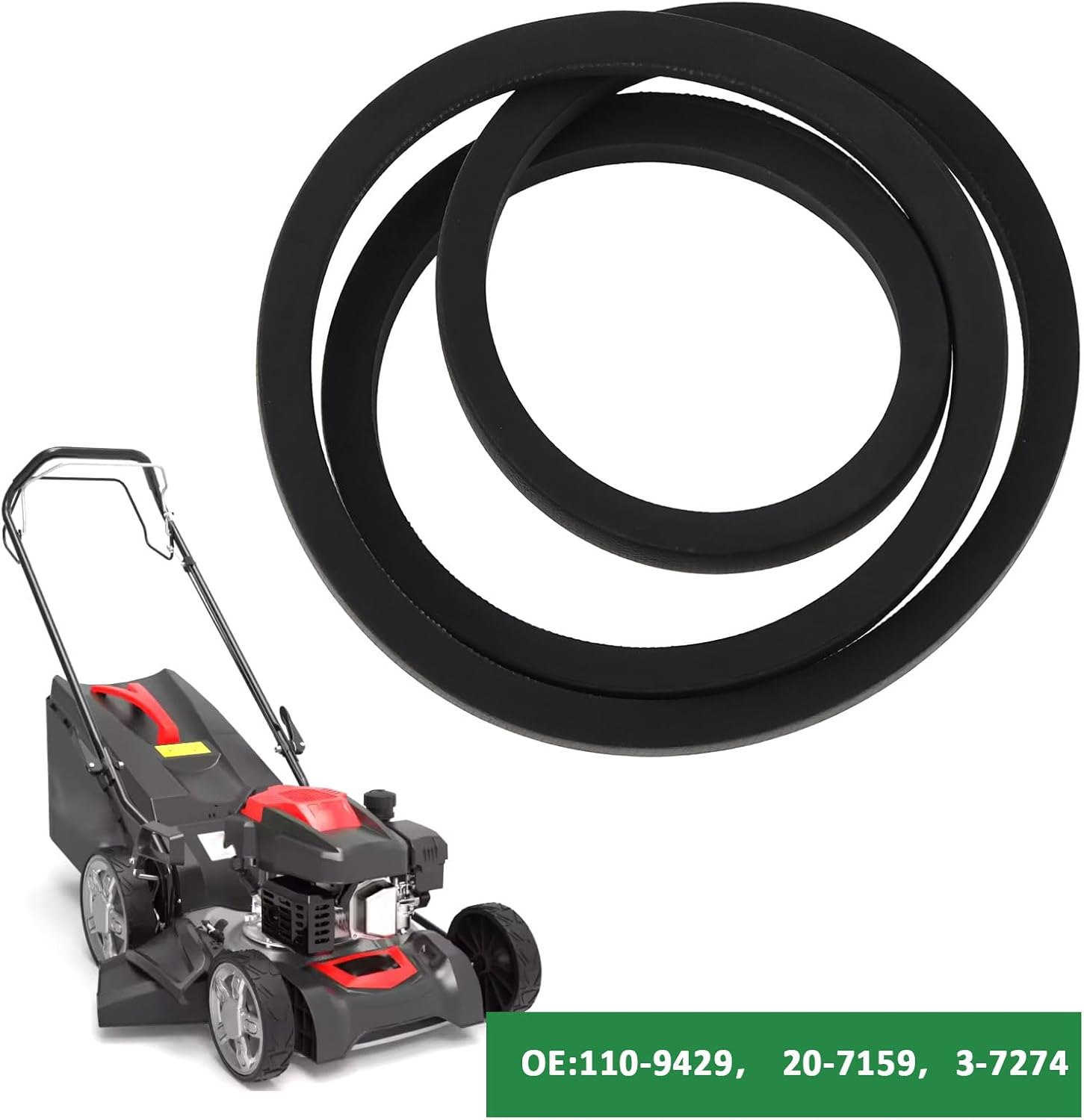 Emagtech 2PCS Lawn Mower Drive V-Belt 110-9429 20-7159 9.5X813Mm Compatible with Toro 21" Commerial Mowers Multi-Cycler image number 1