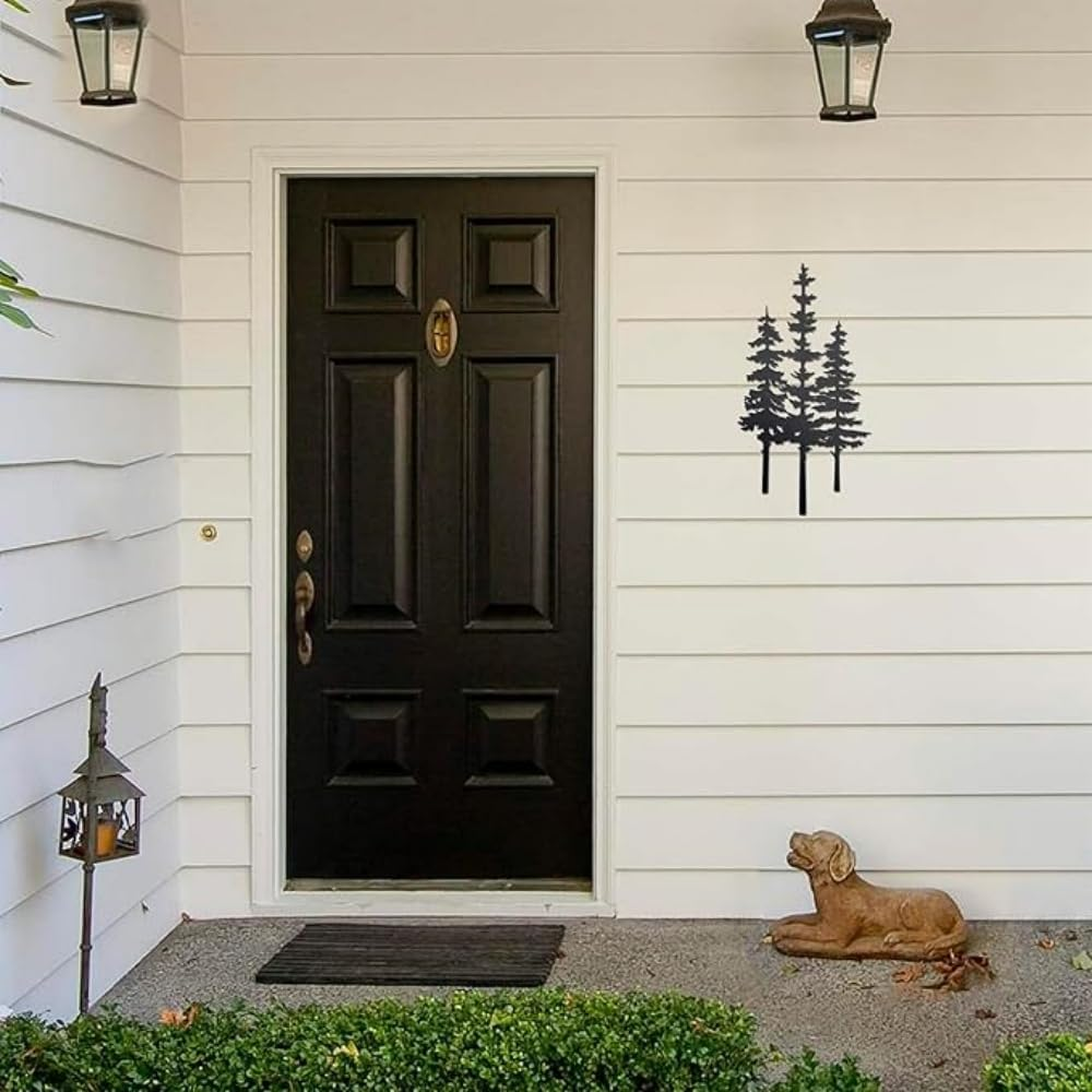 Metal Tree Wall Decor, Cabin Decor, Tree Decor, Rustic Wall Decor for Home Office Farmhouse Indoors and Outdoors Black(Large - 14.96"X8.27") image number 1