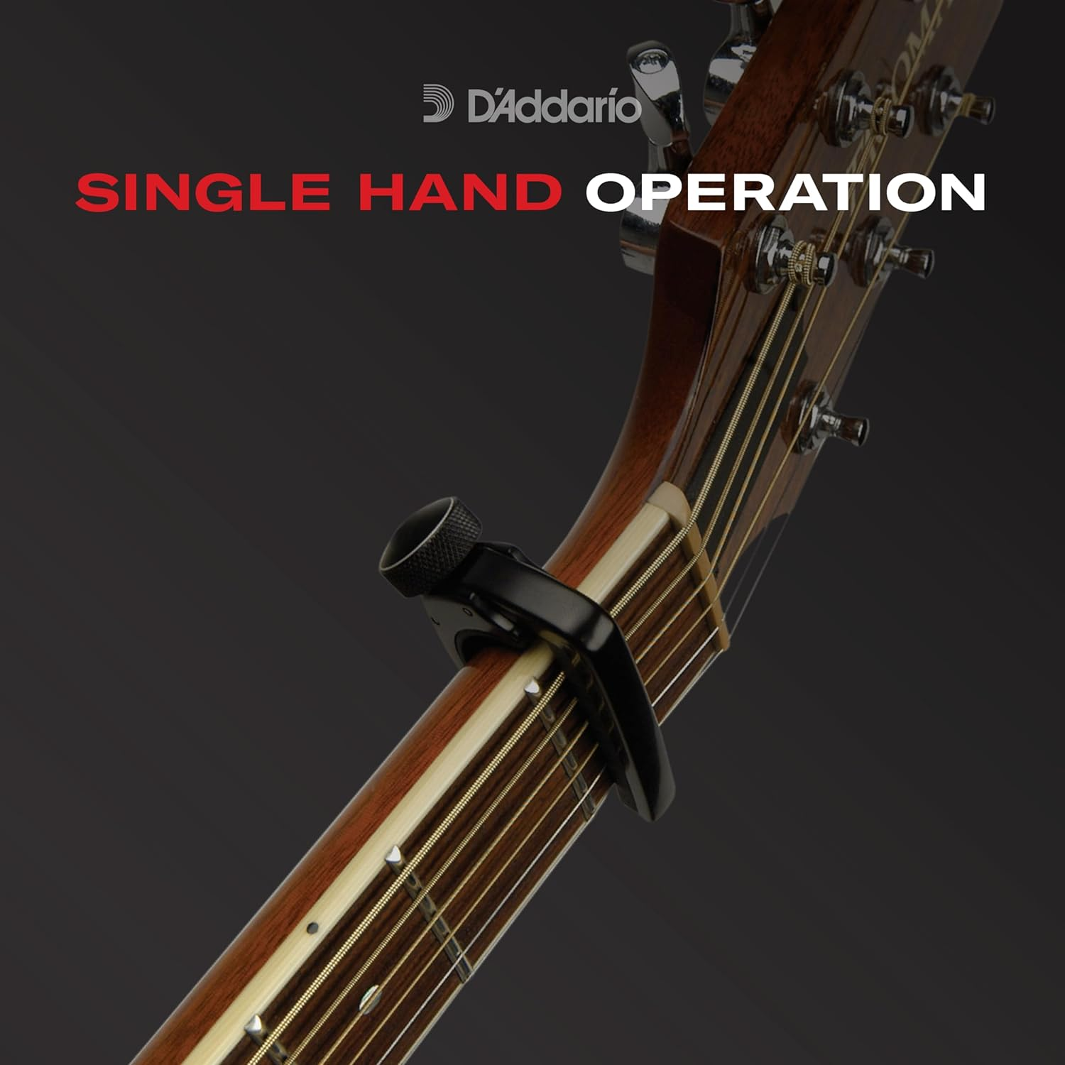 D'Addario Guitar Capo for Acoustic and Electric Guitar - NS Capo Lite - Adjustable Tension - Guitar Accessories - Works for 6 String and 12 String Guitars - Lite - Black image number 3