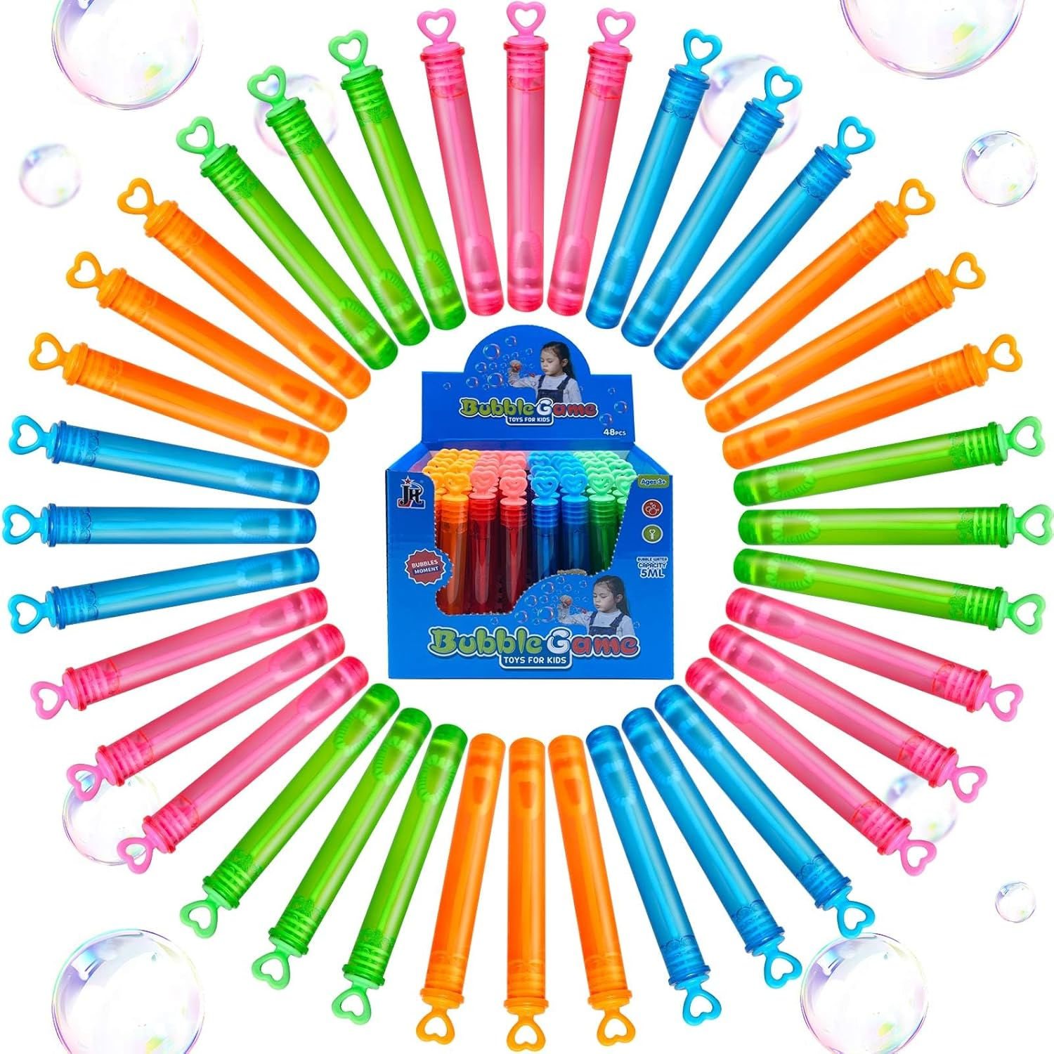 Zynexis 48 Pack 4 Colors Mini Bubble Wands for Kids with Gift Box, Bubbles Party Favors Supplies for Toddlers,Goodie Bag Stuffers Fillers, Birthday,Wedding, Halloween, Camping Gifts for Boys Girls image number 4