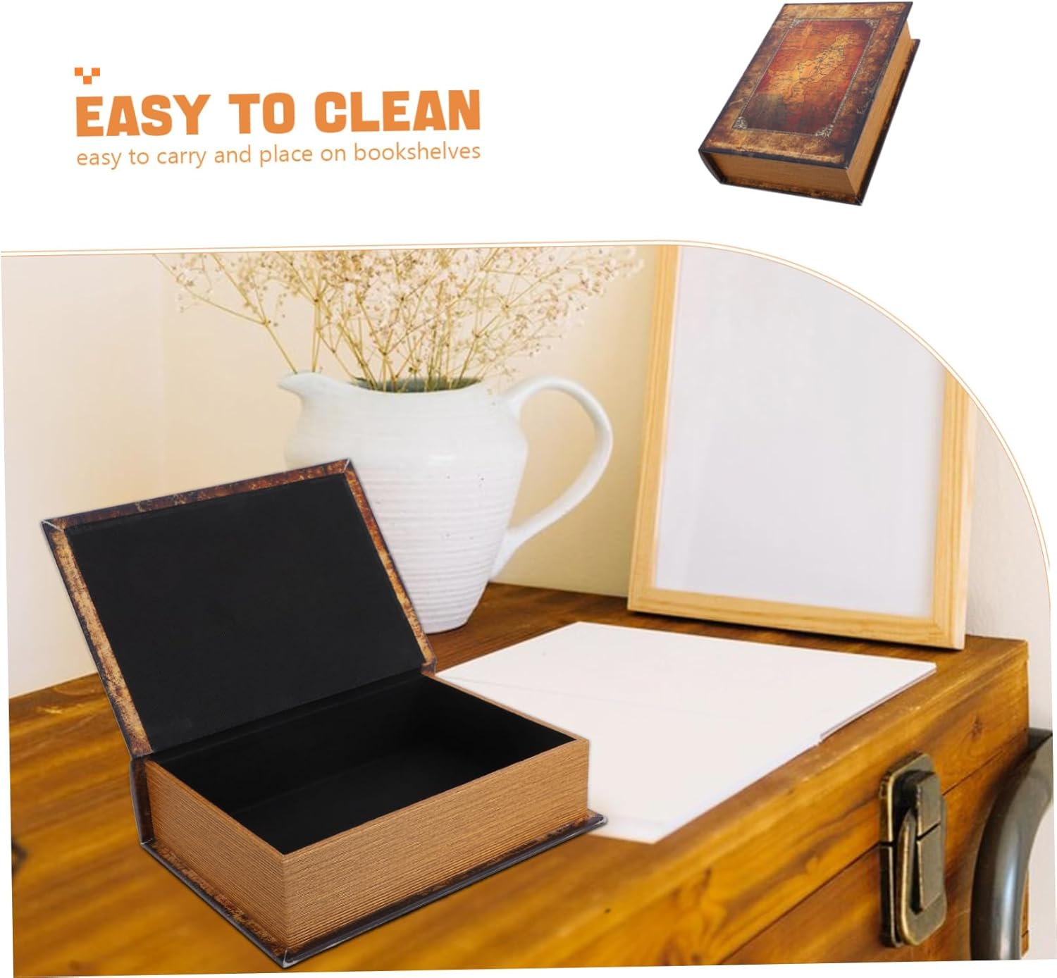 Sosoport Book Shaped Storage Box Fake Book Decorative Key Organizer Large Jewelry Box for Home Decor image number 2
