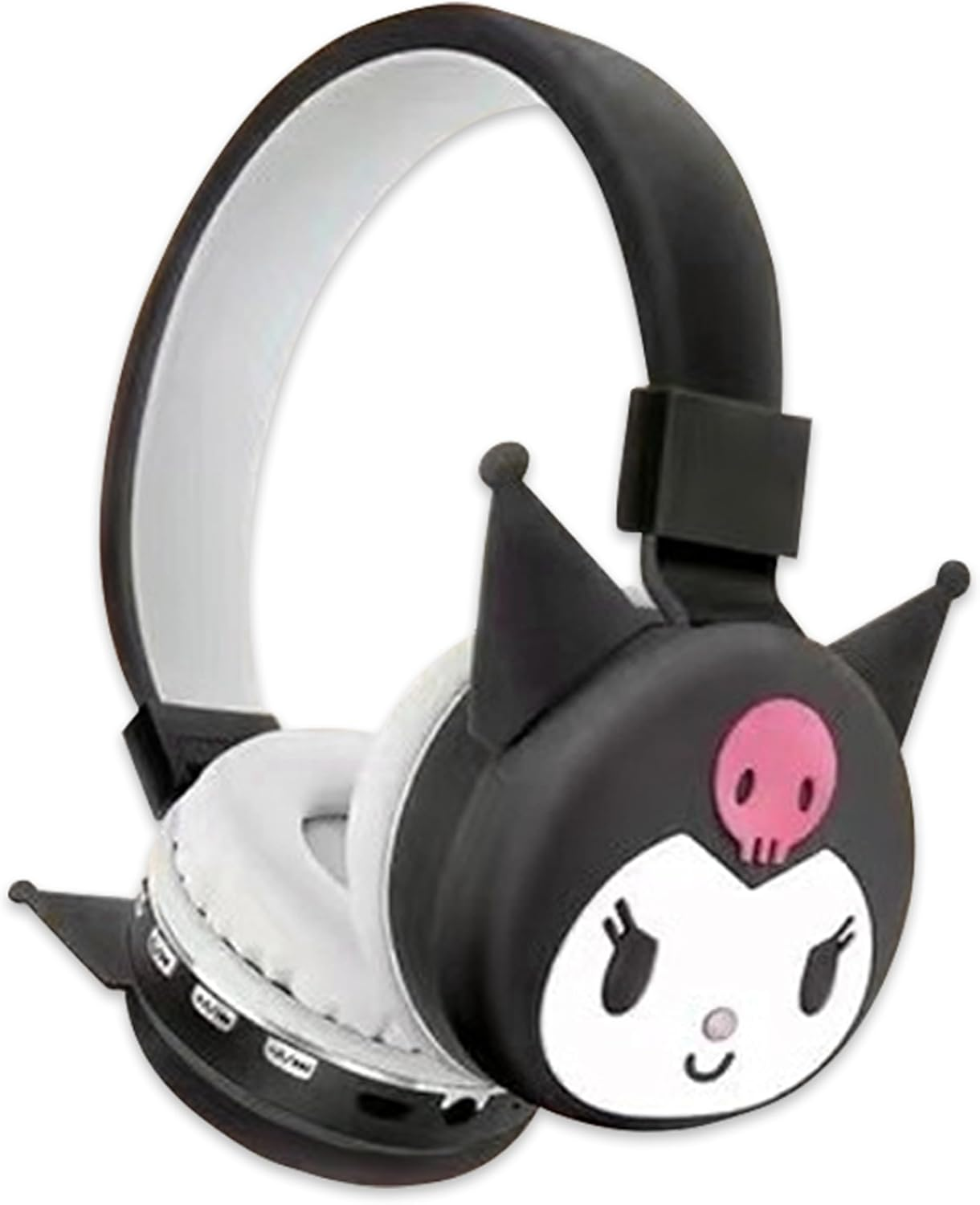 Roffatide Cartoon Kuromi Foldable Lightweight Bluetooth Headphones for Travel/Office/Cellphone/Pc via App Deep Bass Comfort Fit Ear Cups, for Home Office Travel Black