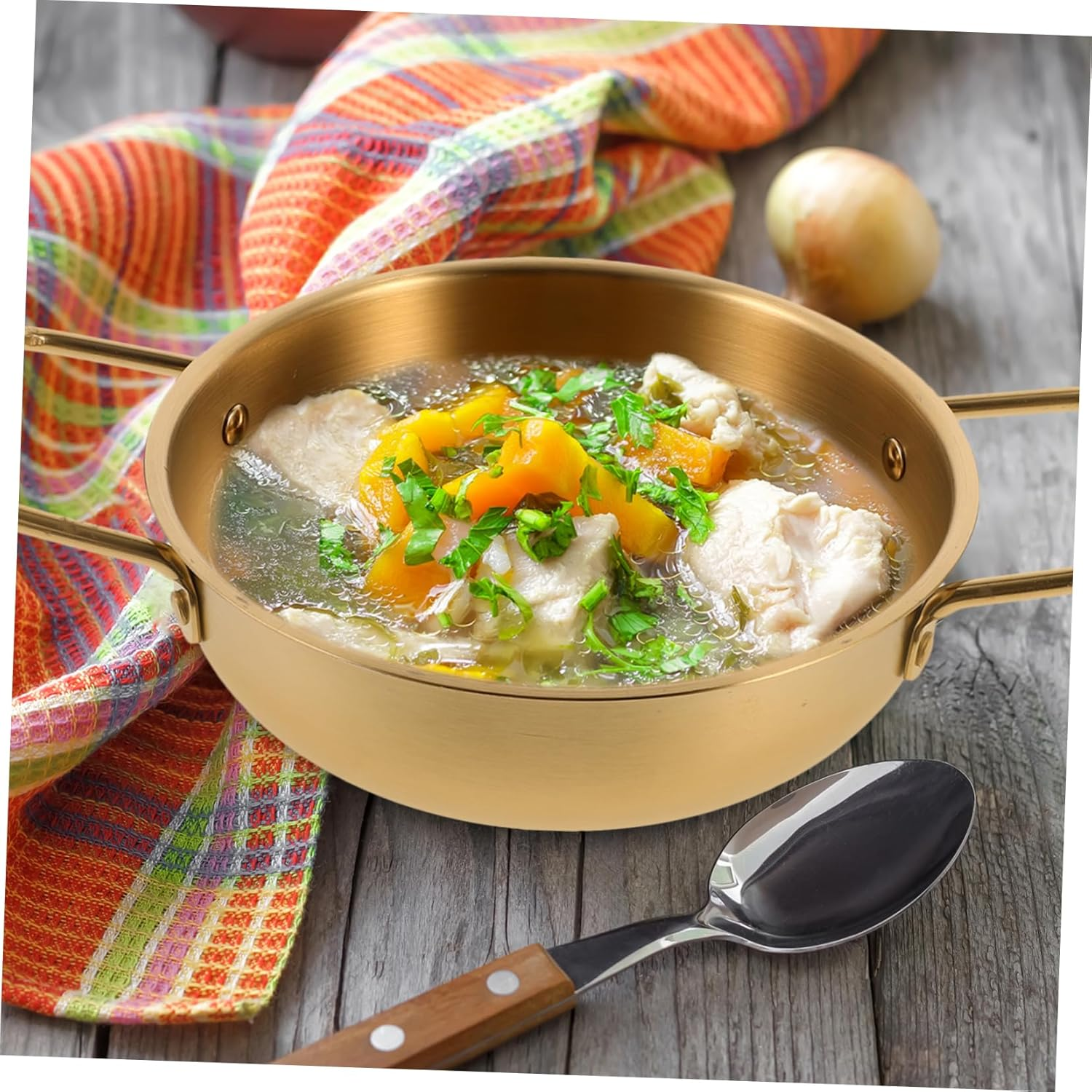 FUNOMOCYA 1Pc Household Noodle Pot Stainless Steel Stockpot with Binaural Handles and Easy to Clean for Ramen and Soup Cooking image number 5