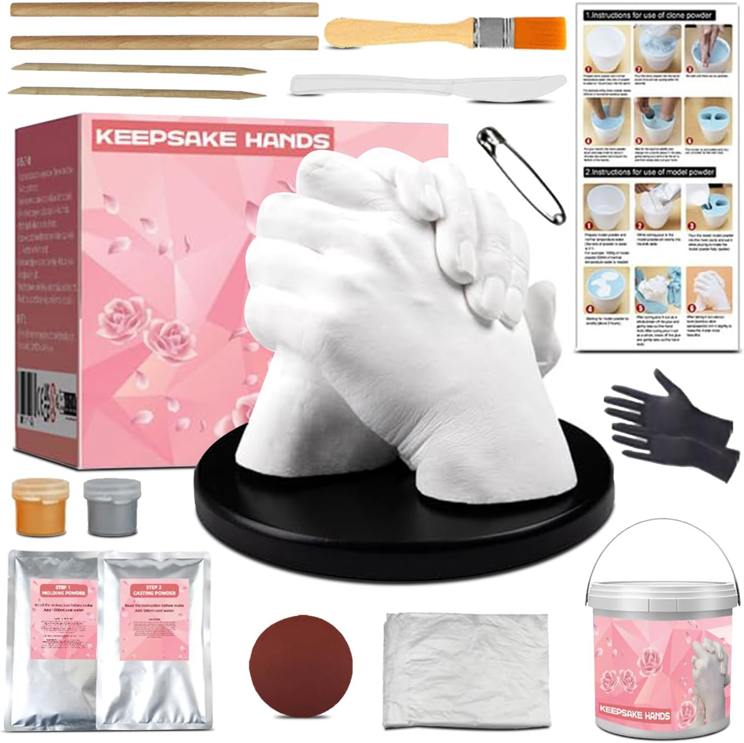 BLOODYRIPPA Couples Hand Casting Kit, DIY Plaster Mold Keepsake for Hands, Perfect Wedding, Anniversary, Birthday, and Valentine&rsquo;S Day Suitable for Him and Her image number 5