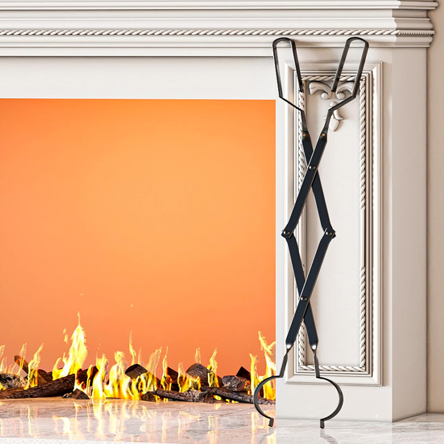 Kingson Arc Design Fireplace Tools, 26'' Firewood Tongs Log Grabber with Handcrafted Wrought Iron for Indoor Fireplace/Outdoor Fire Pit Campfire image number 4