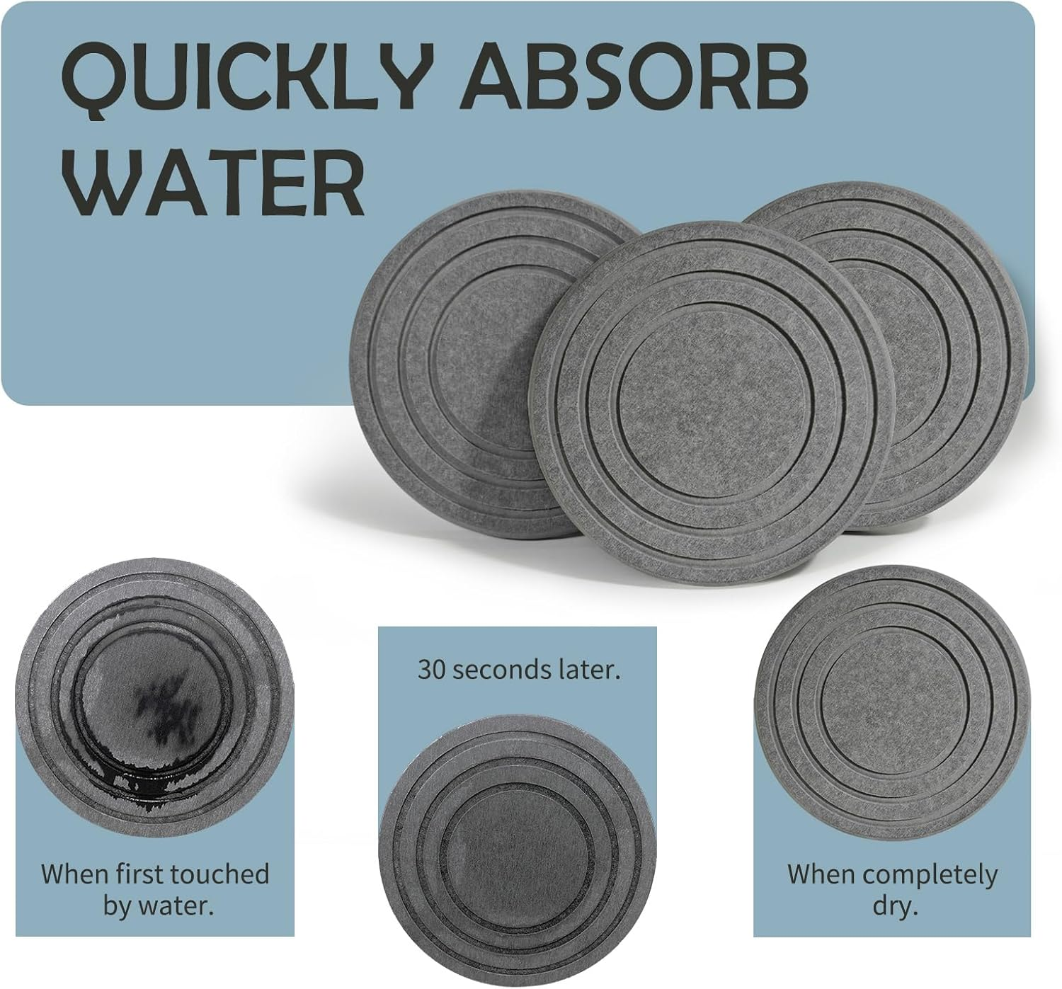 4 Pack Quick Dry Plant Saucer 7 Inch Plant Trays for Pots, Quick Dry Flower Pot Saucers Diatomaceous Earth Tray, Plant Water Catcher Tray Saucers for Potted Plants (Gray) image number 3