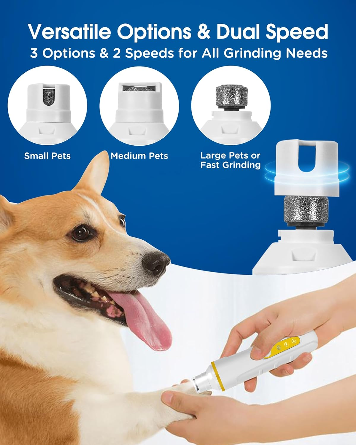 FURBONA Dog Nail Grinder with Enhanced LED Light &ndash; Super Quiet, 2-Speed, USB-C Rechargeable, LED Smart Display, 3 Grinding Options, Pet Nail Trimmer for Dogs Cats and All Pet Sizes image number 4