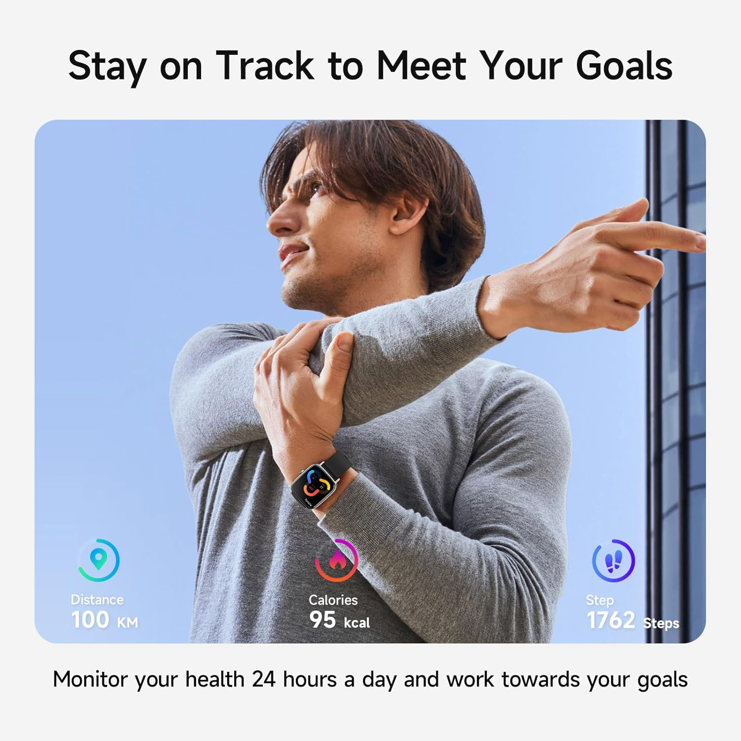 Aeac Smart Watch for Men Women,1.85" HD 60Fps Full Touch Screen Answer/Make Calls with Sleep Monitor 100+ Sport Modes,Ip68 Waterproof Fitness Watch (Black, 1.85) image number 5