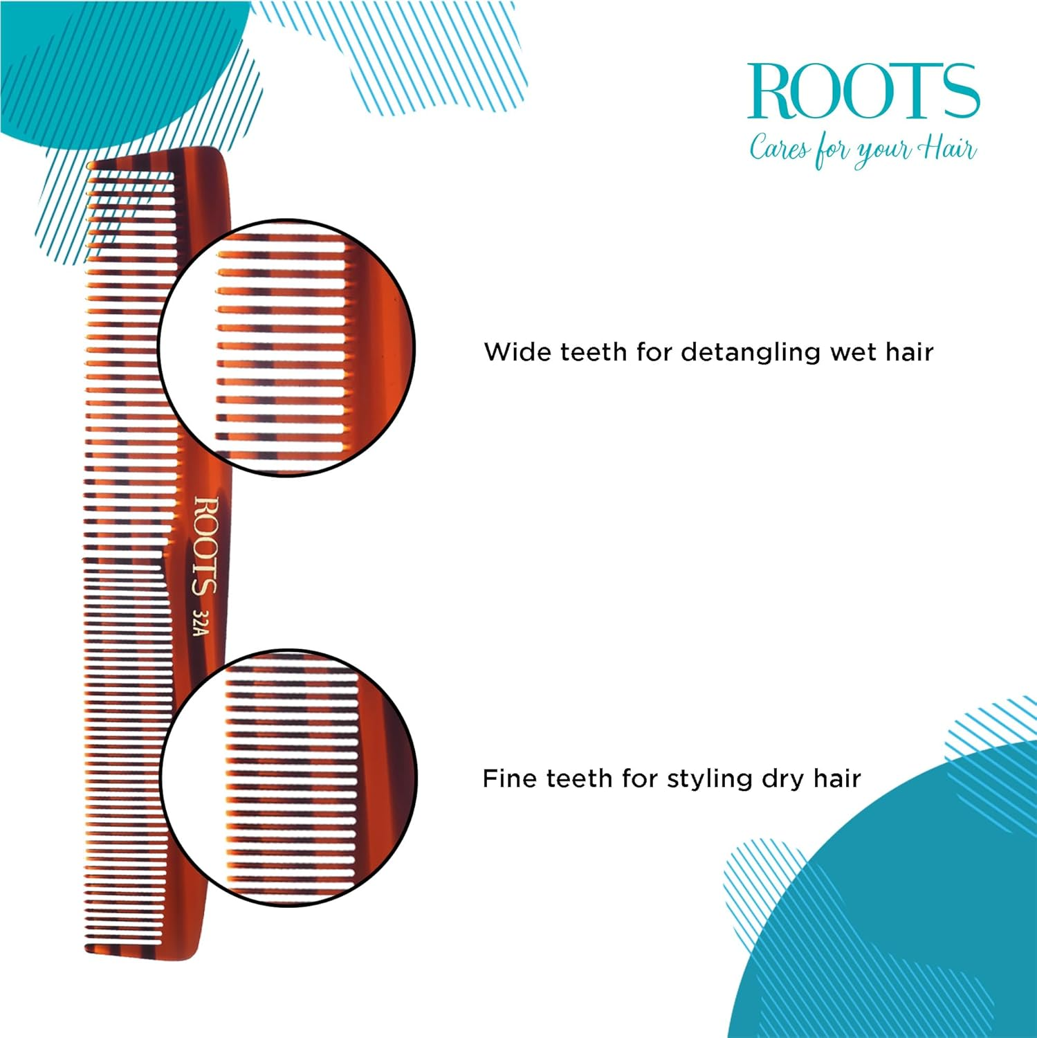 Roots - Brown Combs for Hair - Dressing Comb - Wide & Thin Tooth Comb - Comb for Wome image number 5