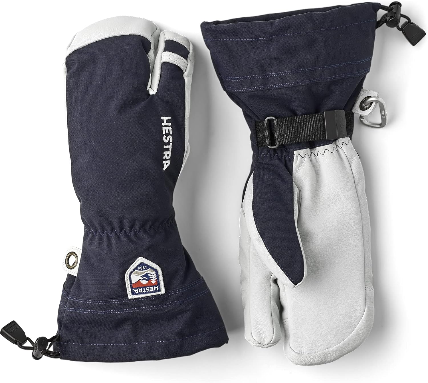 Hestra Hestra Mens and Womes Ski Gloves: Army Leather 3-Finger Winter Mitten image number 2