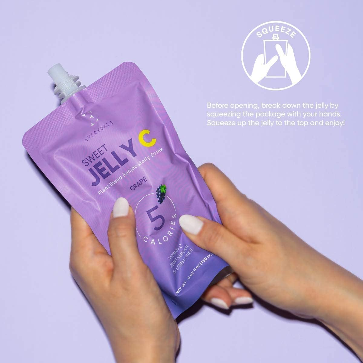 EVERYDAZE Sweet C Konjac Jelly | Vitamin C, Vegan, 5 Calories, 0 Sugar | Grape | 10 Packs | Keto, Gluten Free, Healthy Diet Pouch Drinkable Snack, Weight Management, Low Calorie image number 1