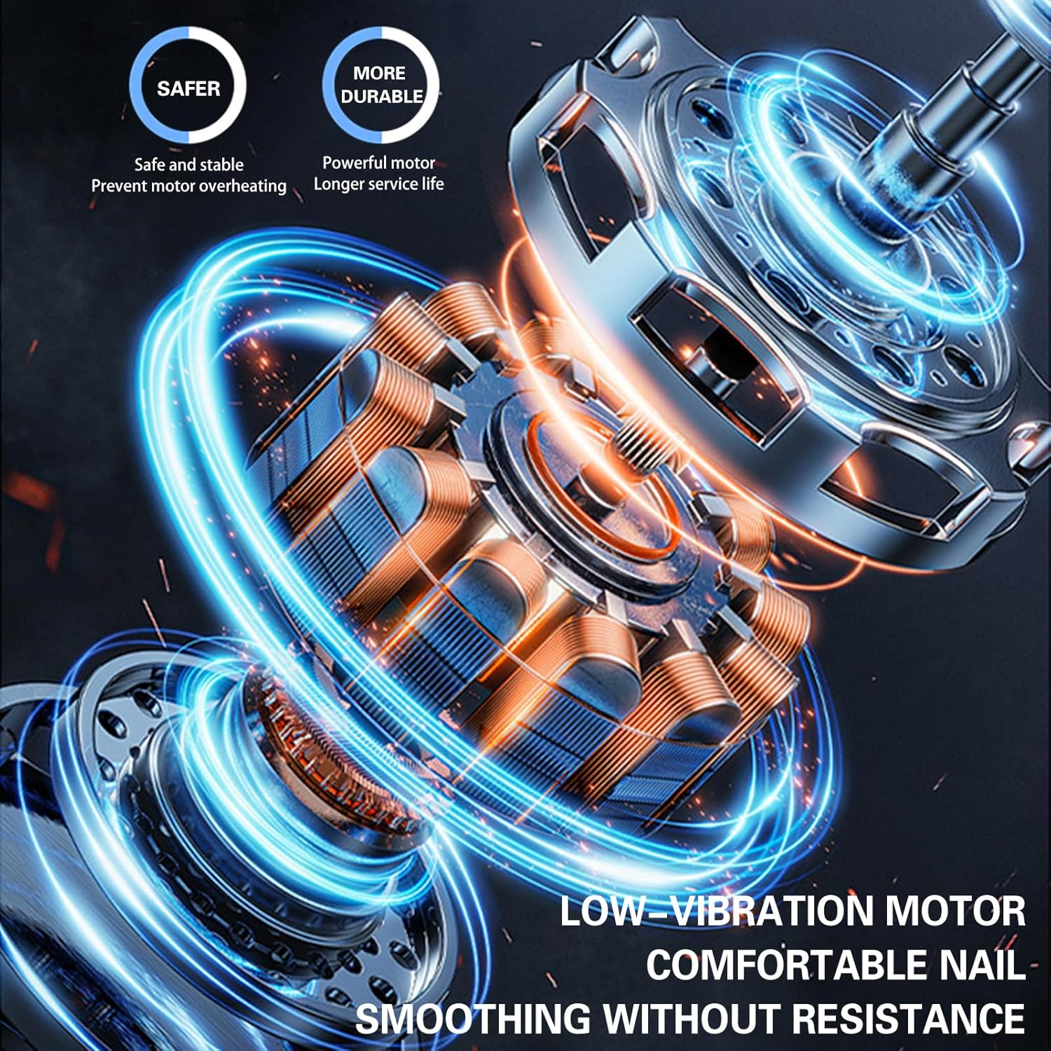 Dog Nail Grinder, 4-Speed Professional Dog Nail Trimmer W/Led Light, Battery Level & Gear Display, 4 Grinding Ports, Tail Red & Purple Light Design, Pet Nail Grinder for Dogs Cats image number 5