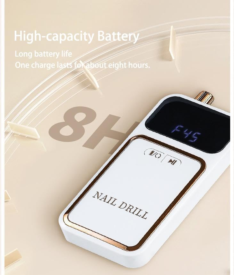 Portable Nail Drill Machine, 45000 RPM High - Speed Electric Nail File with 45 Adjustable Speeds, Rechargeable & Wireless, Low Noise for Manicure Pedicure Polishing Shaping image number 2