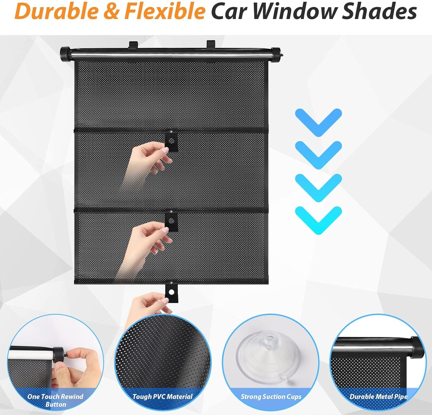 Car Window Shade (2 Pack) Car Roller Sunshade for Side Window,Car Sun Window Shade,Protect Baby Kids and Pets from UV Rays Sun Glare,Suitable for Most Cars,Suv, Trucks,House and Office Window image number 1