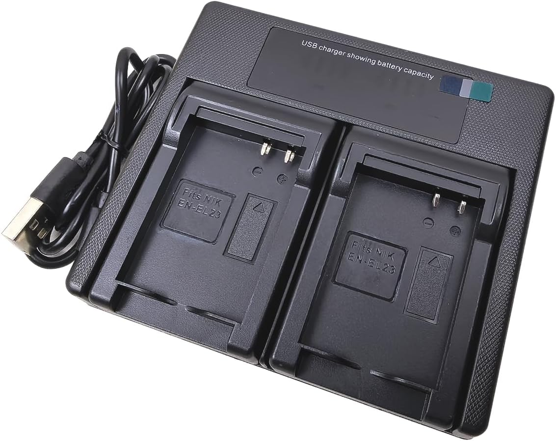 USB LED Dual Battery Charger for Nikon EN-EL23 ENEL23 MH-67 MH-67P Coolpix P600 B700 P610 P610S S810C P900 P900S Digital Camera image number 3