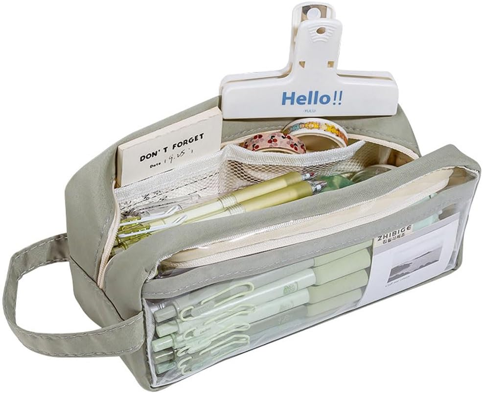 Clear Pencil Pouch Aesthetic School Supplies Large Cute Pencil Case for Girls Preppy Pencil Case Aesthetic