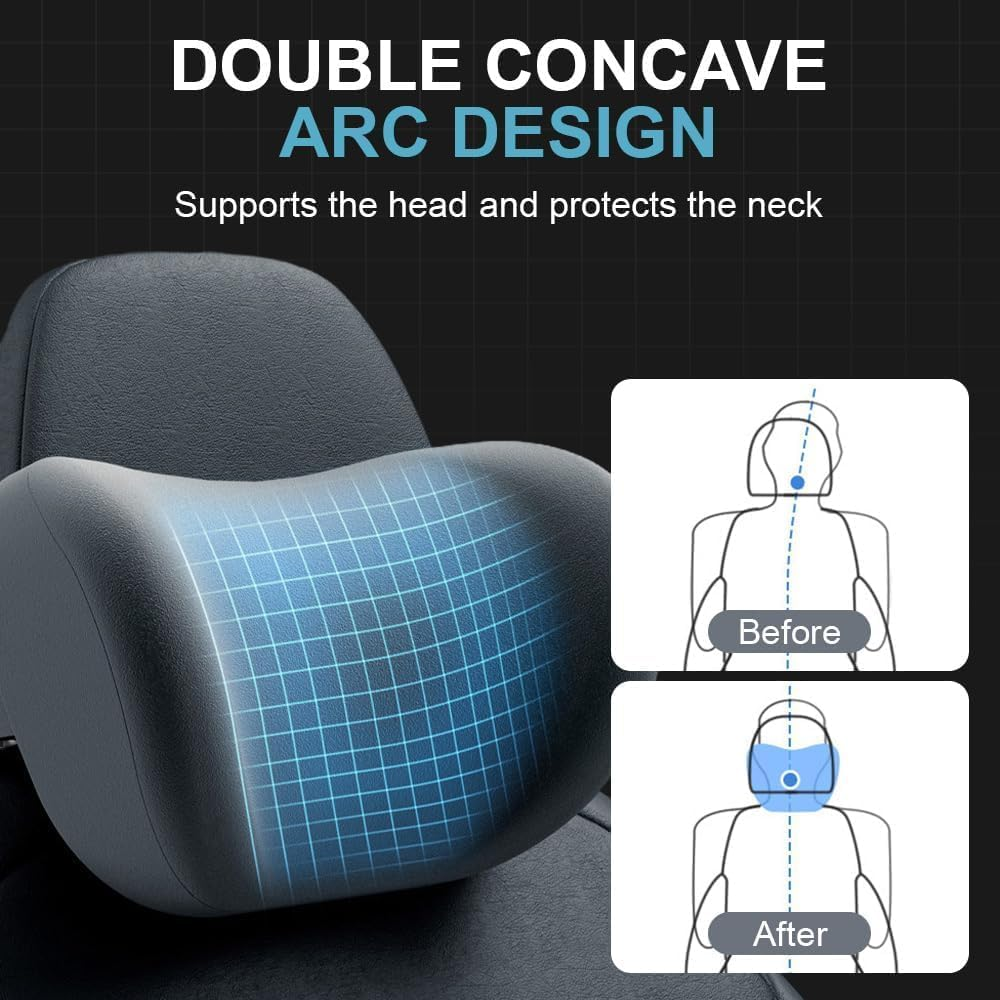Car Headrest & Lumbar Support Cushion, 2025 New Ergonomic Car Seat Headrest, Memory Foam Car Seat Headrest and Lumbar Support Cushion for Neck and Back Pain Relief (Black) - Coffee image number 7