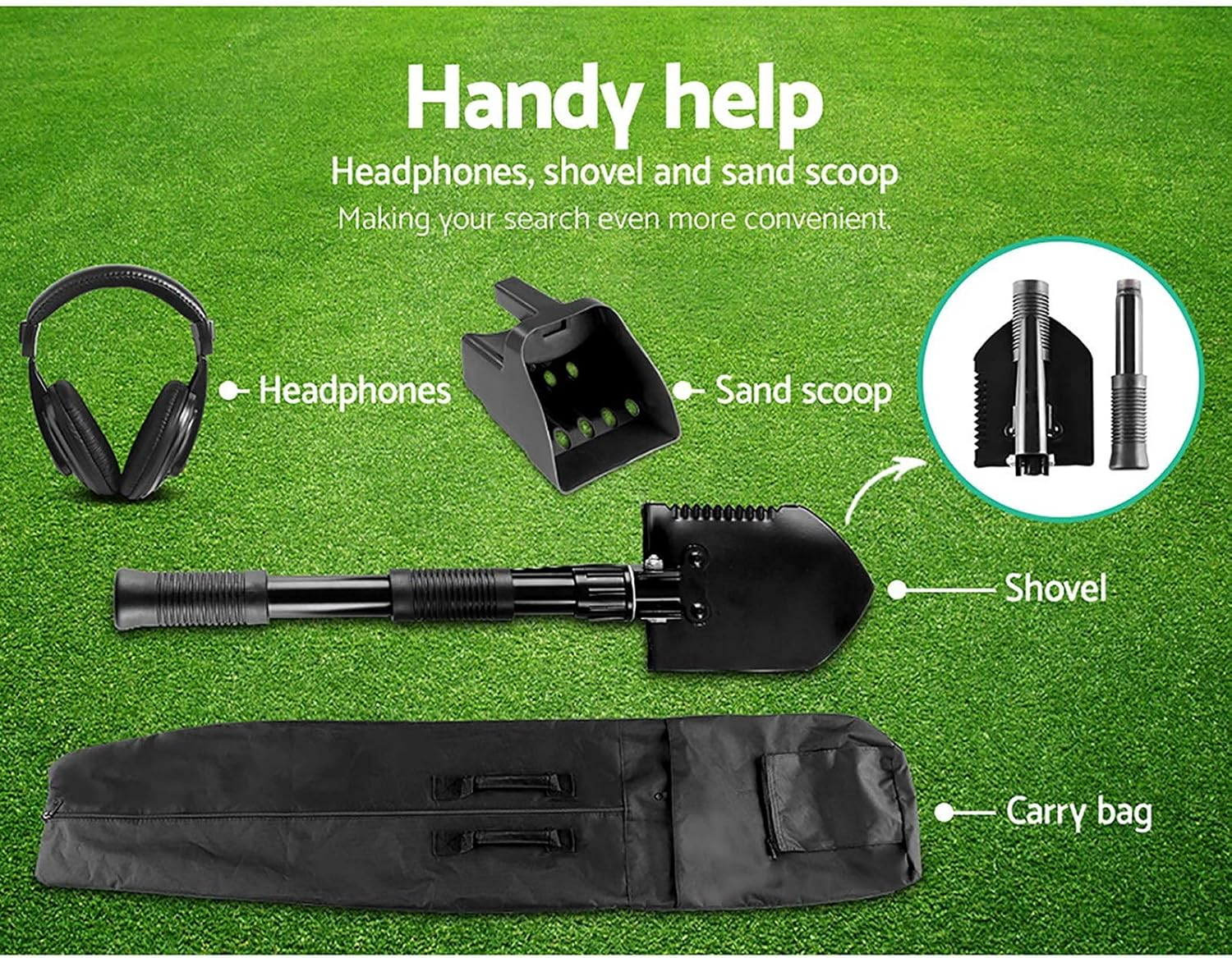 Weisshorn Metal Detector, 220Mm Deep Searching Sensitive Pinpointer Finder Bounty Hunter Portable Tracker Gold Detectors Handheld Outdoor Beach Camping Detecting Equipment, with Headphone LCD Black