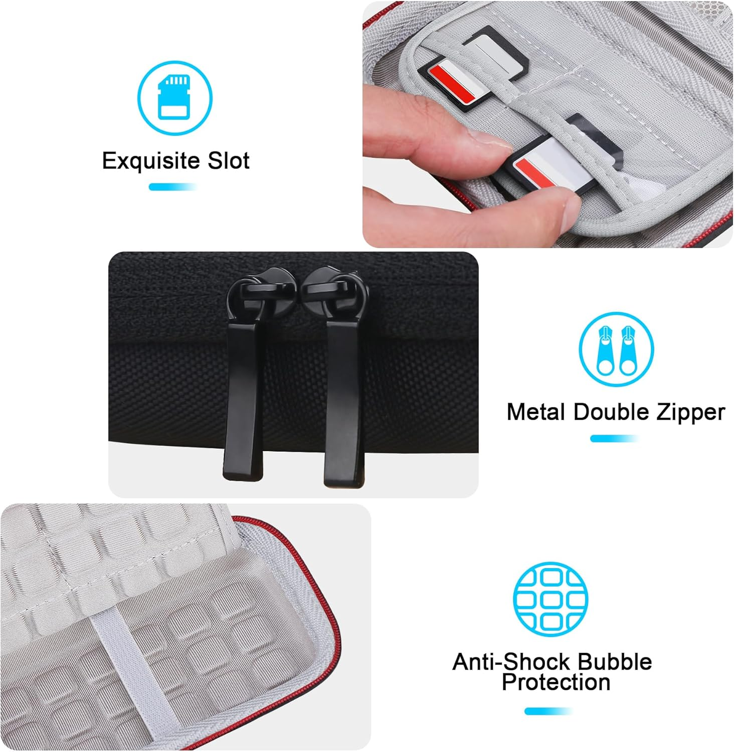 Lacdo Hard Carrying Case for Crucial X8 Portable Solid State Drives 1TB 2TB 4TB USB 3.2 External SSD Hard EVA Shockproof Storage Travel Bag, Black+Gray image number 3