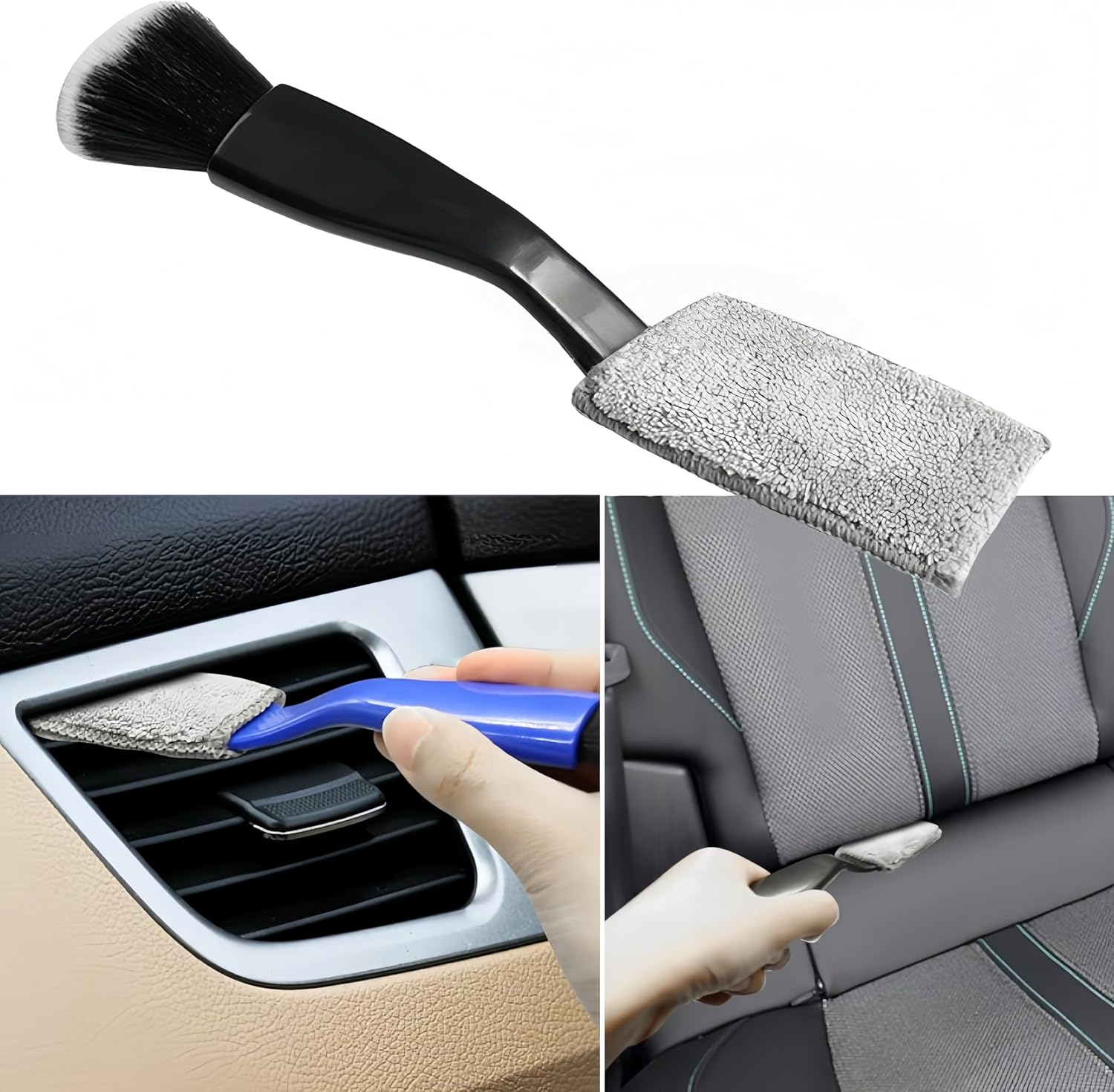 Car Detailing Brushes Set No Scratch,5 Pcs Different Sized Car Detail Cleaning Tool,Boars Hair Multi-Purpose Brushe Kit,For Clean Interior or Exterior,Dashboard,Air Vent,Leather Seats, Emblems image number 4