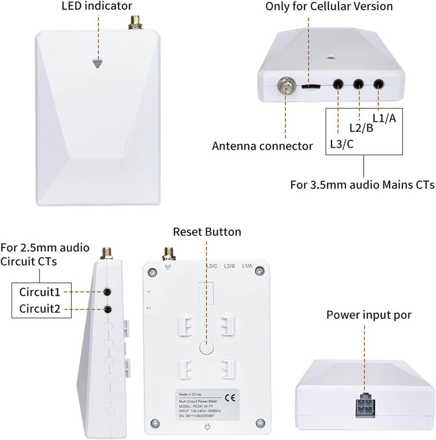 Smart Home Energy Monitor, Multifunctional Electricity Solar Energy Meter Monitor, Real-Time Energy Data & History, Support Multi Channel Measurement, Pluggable Card Coil image number 5